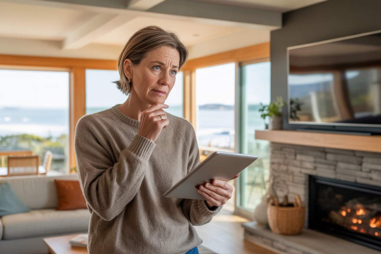 North Shore homeowner researching heat pump sizing for her Takapuna home